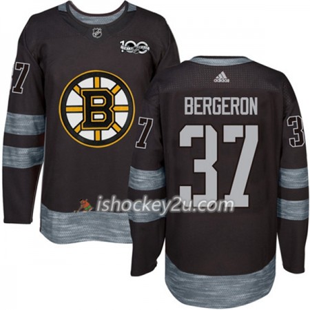Mænd NHL Boston Bruins Trøje Patrice Bergeron 37 1917-2017 100th Anniversary Adidas Sort Authentic